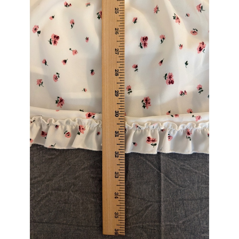 Blush Mark Cream Pink Floral Ruffle V-Neck Smocked Mini Dress 1005943 Small - Picture 9 of 10